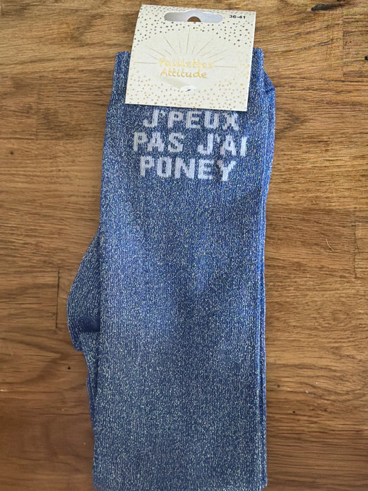 Chaussette Paillettes "j'peux pas j'ai poney" - Paillettes Attitude