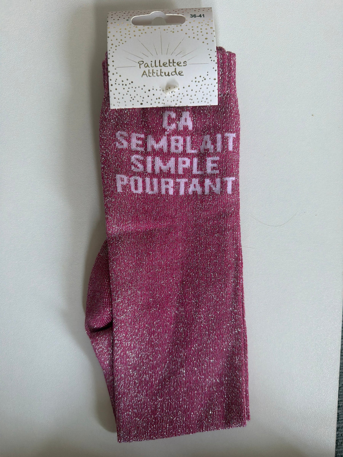 Chaussette Paillettes "ça semblait simple pourtant" - Paillettes Attitude
