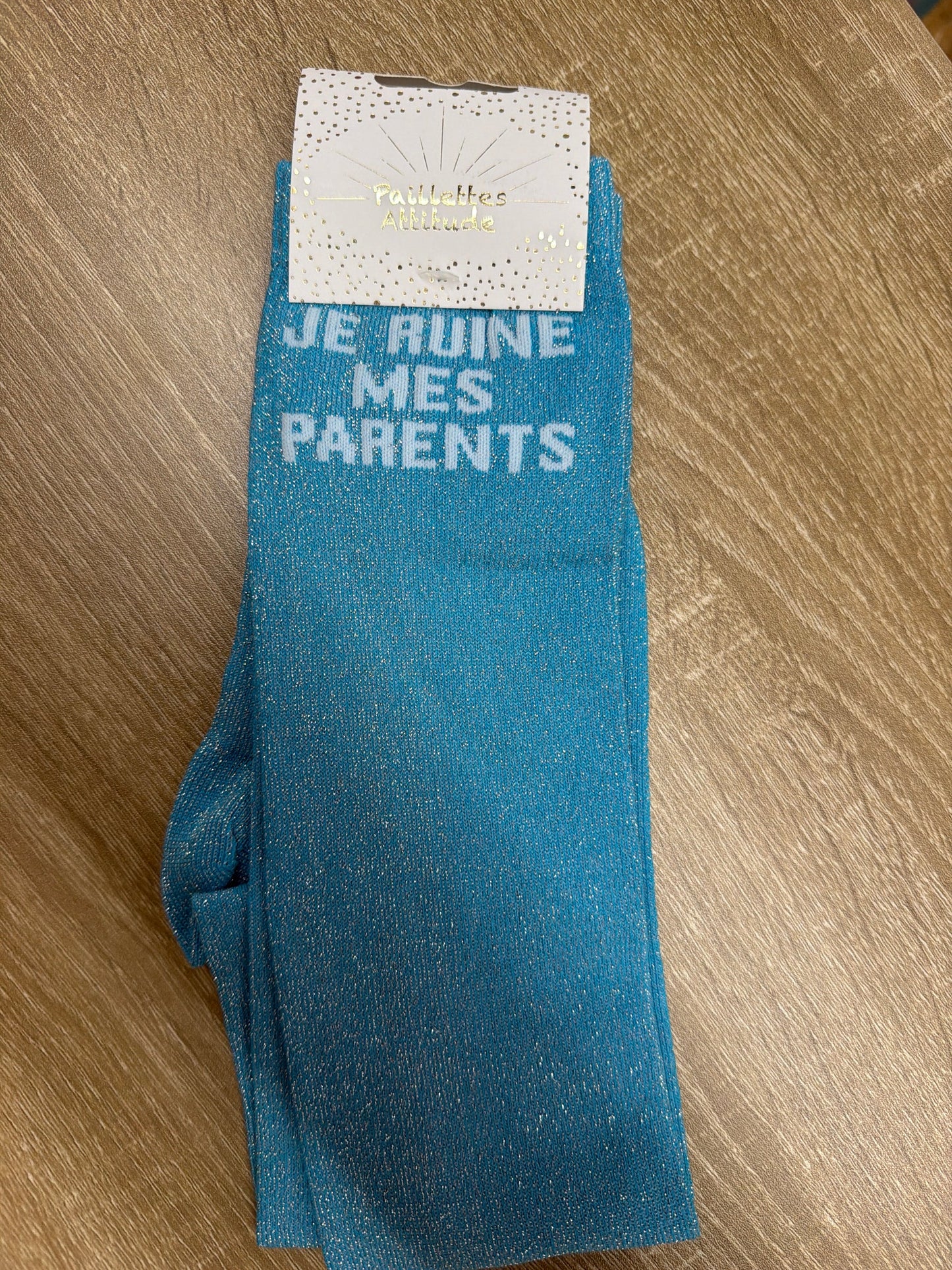 Chaussette Paillettes "JE RUINE MES PARENTS" - Paillettes Attitude