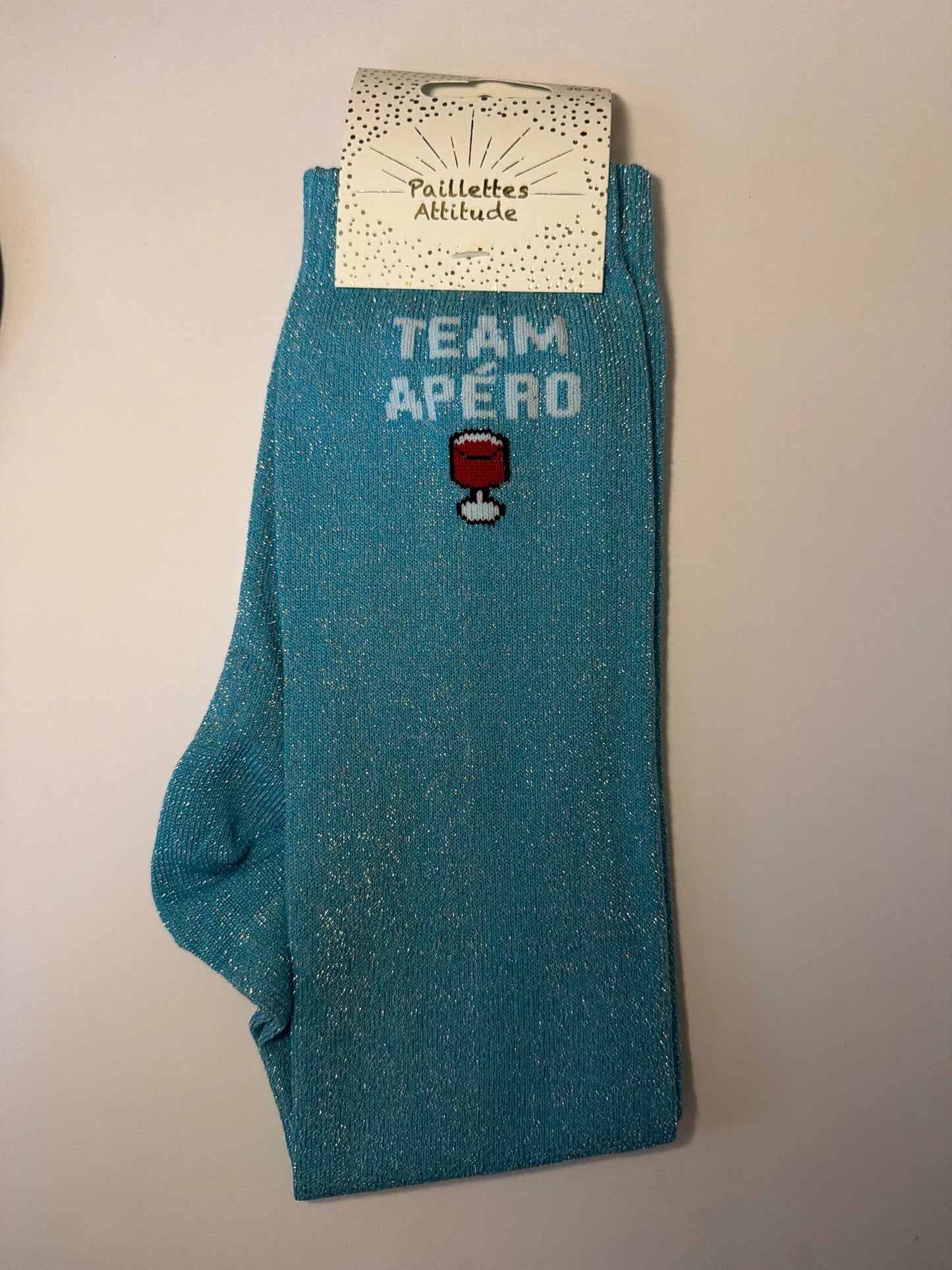 Chaussette Paillettes "TEAM APÉRO" - Paillettes Attitude