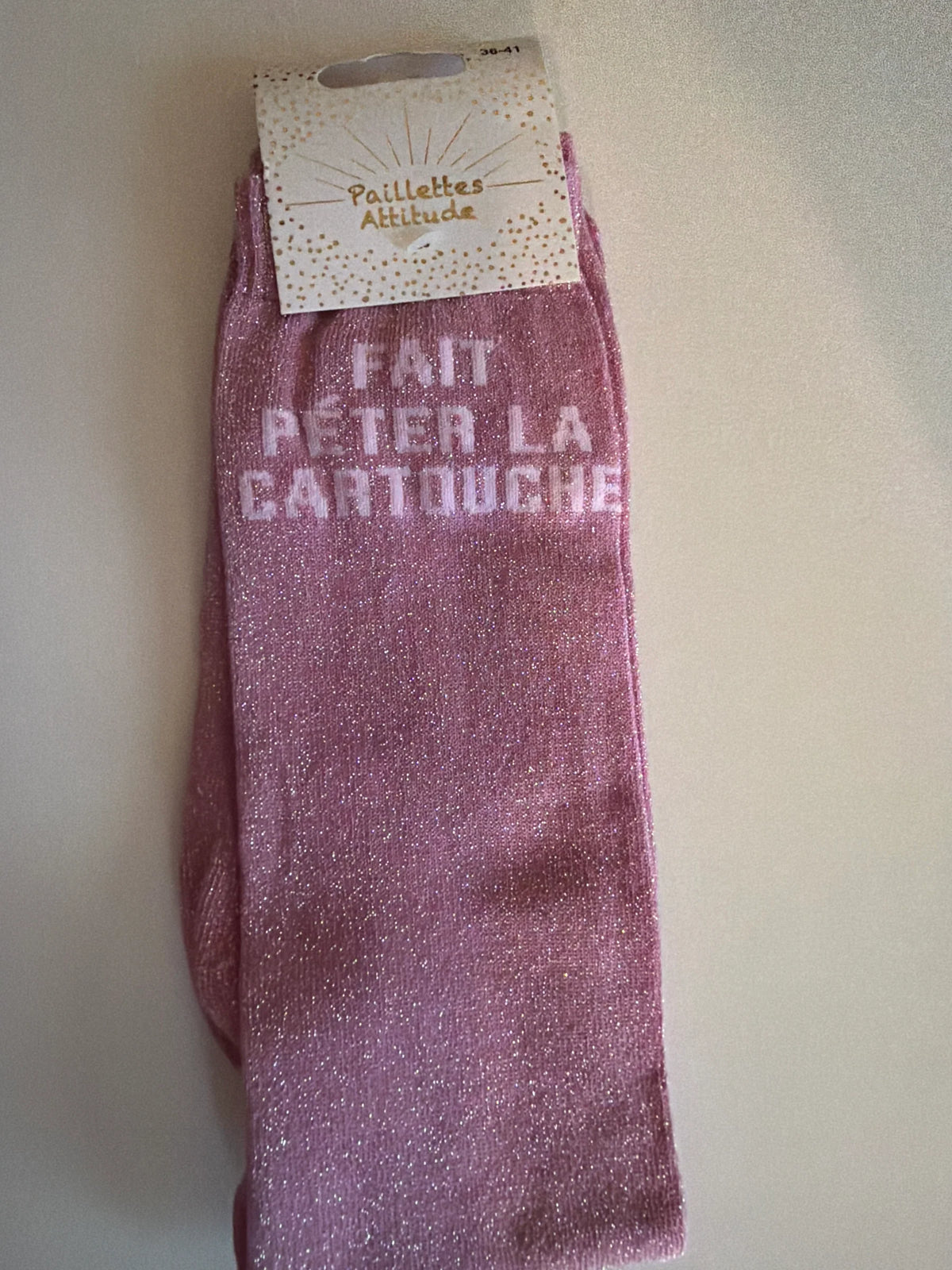 Chaussette Paillettes "FAIT PÉTER LA CARTOUCHE" - Paillettes Attitude