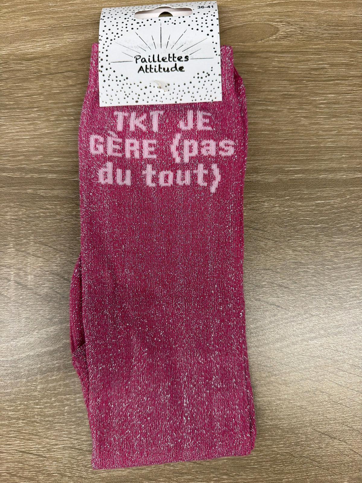 Chaussette Paillettes "TKT je gère (pas du tout)" - Paillettes Attitude