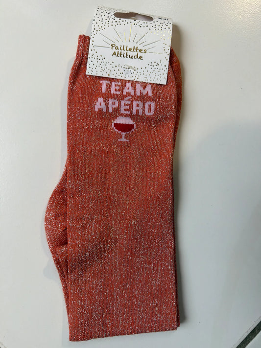Chaussette Paillettes "TEAM APÉRO" - Paillettes Attitude
