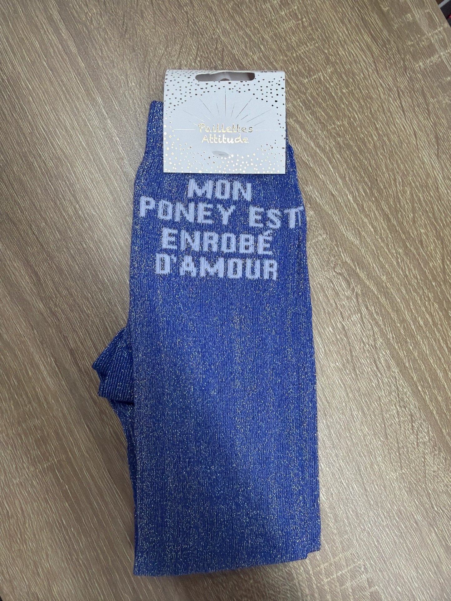 Chaussette Paillettes "mon poney est enrobé d'amour" - Paillettes Attitude