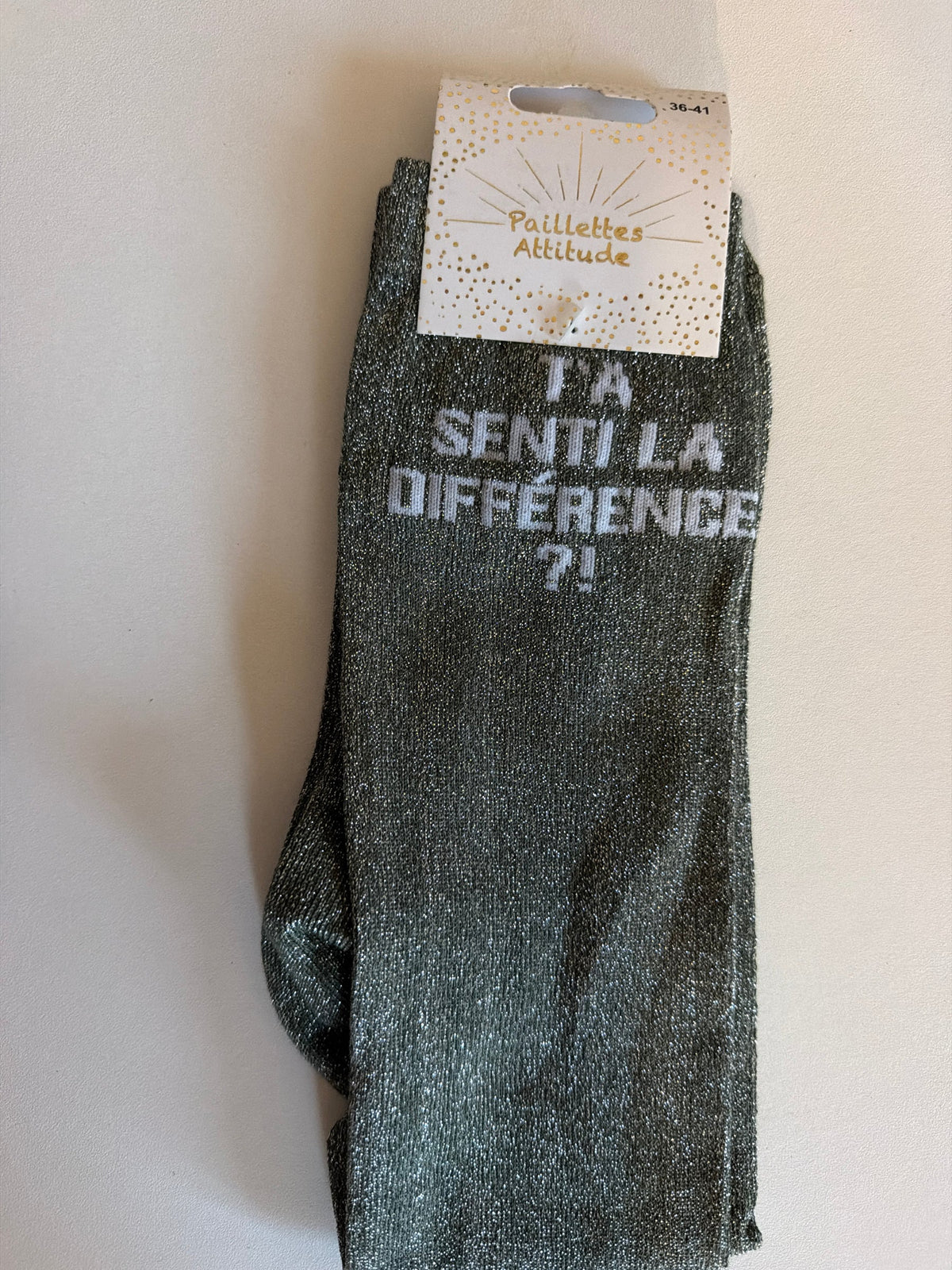 Chaussette Paillettes "t'as senti la différence" - Paillettes Attitude