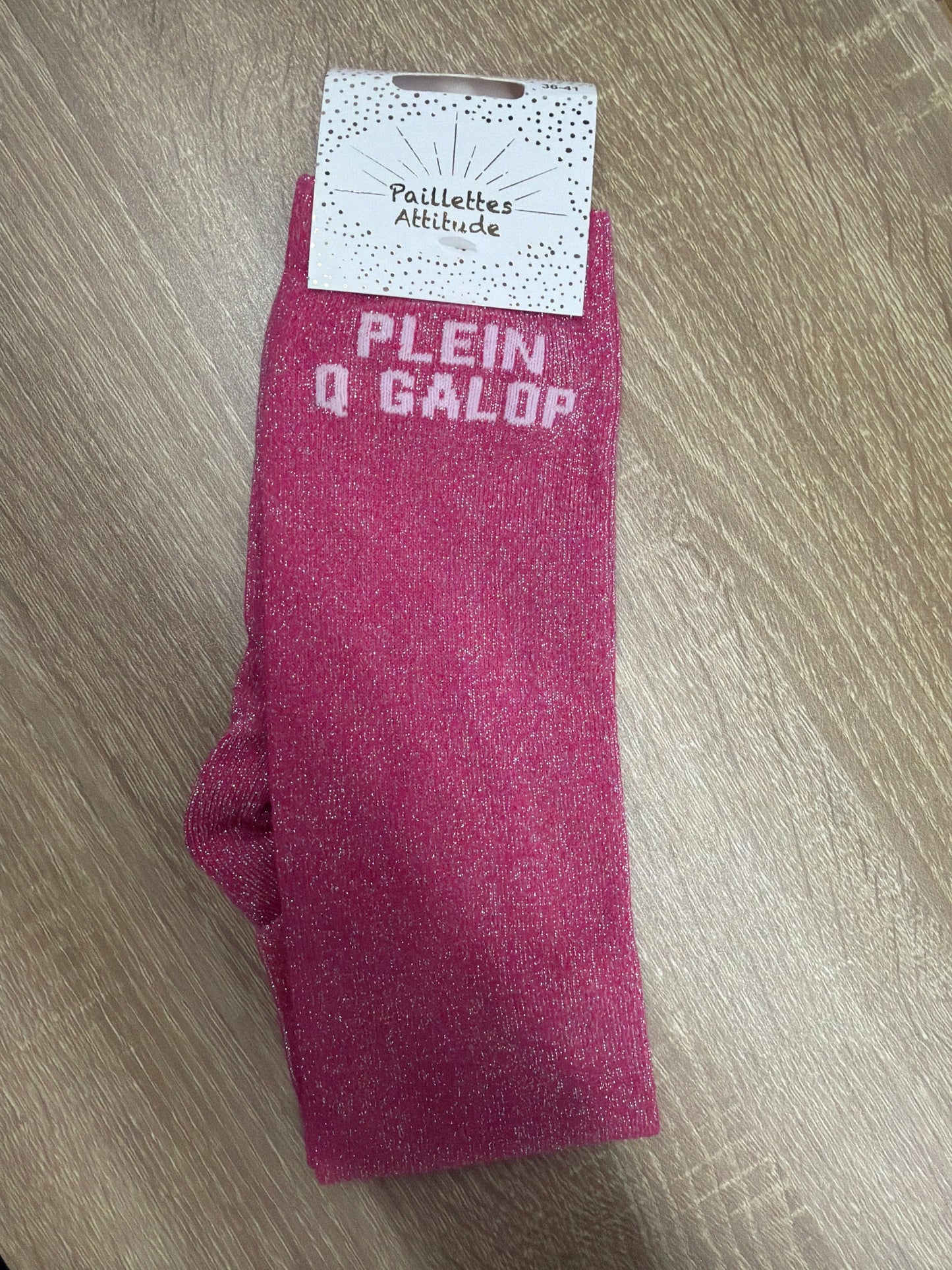 Chaussette Paillettes "PLEIN Q GALOP" - Paillettes Attitude