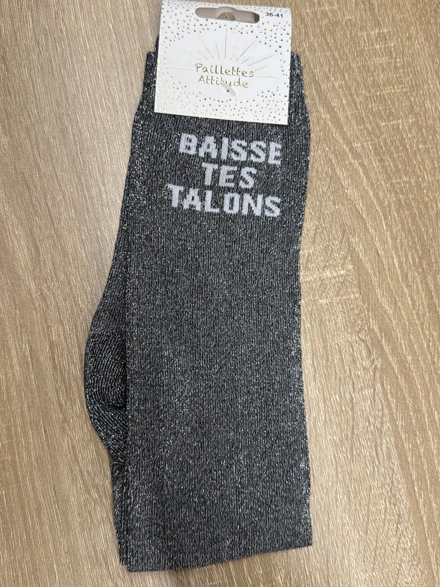 Chaussette Paillettes "Baisse tes talons" - Paillettes Attitude