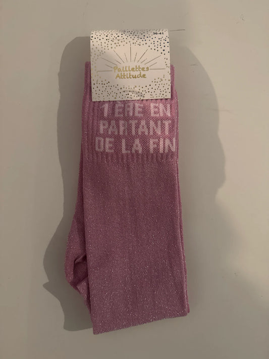 Chaussette Paillettes "1ÈRE EN PARTANT DE LA FIN" - Paillettes Attitude