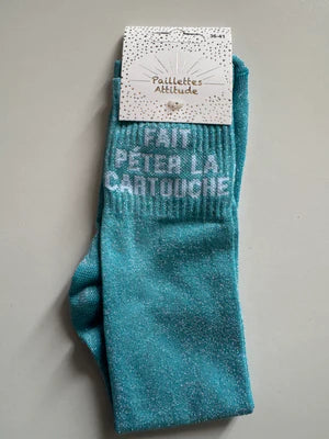 Chaussette Paillettes "FAIT PÉTER LA CARTOUCHE" - Paillettes Attitude