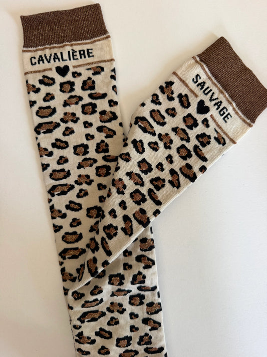 Chaussette Paillettes Léopard "Cavalière Sauvage" - Paillettes Attitude