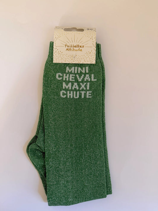 Chaussette Paillettes "MINI CHEVAL MAXI CHUTE" - Paillettes Attitude