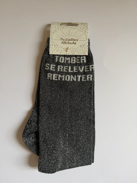 Chaussette Paillettes "Tomber, se relever, remonter" - Paillettes Attitude