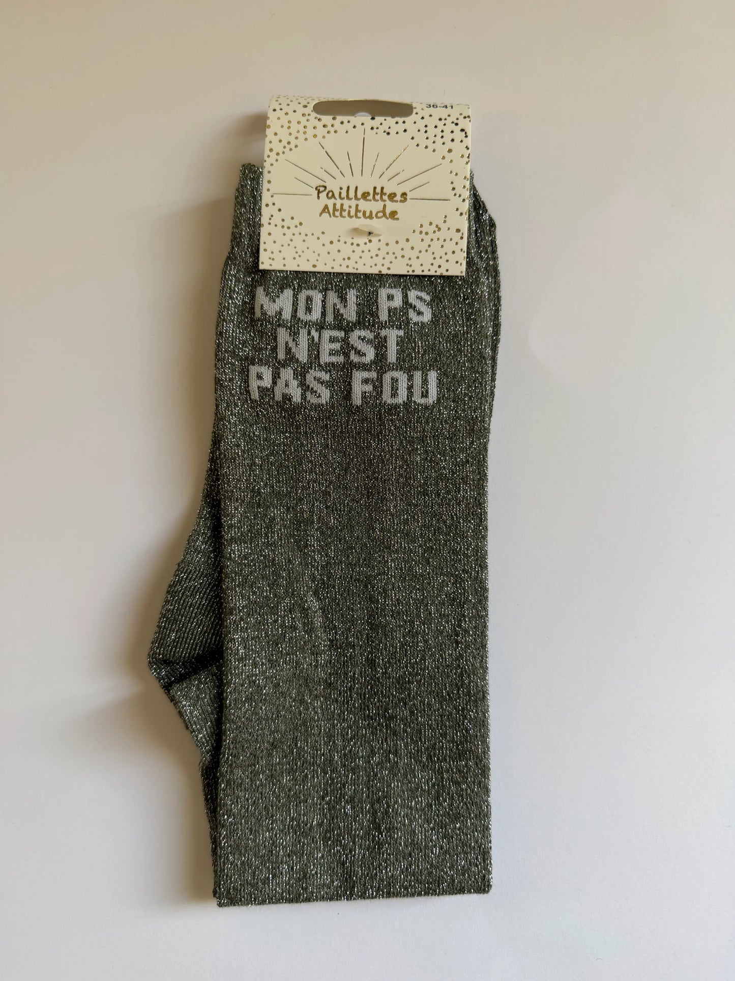 Chaussette Paillettes "MON PS N’EST PAS FOU" - Paillettes Attitude