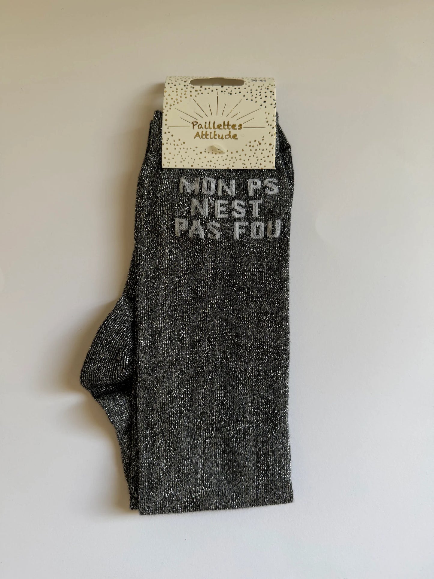Chaussette Paillettes "MON PS N’EST PAS FOU" - Paillettes Attitude