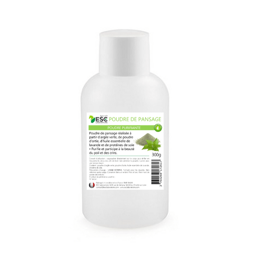 POUDRE DE PANSAGE  – Shampoing sec purifiant et lustrant à base de poudre d’ortie - ESC Laboratoire